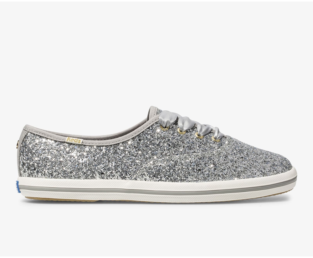 Keds Womens Sneakers Silver - Kate Spade new york Champion Glitter - 537CEGPDX